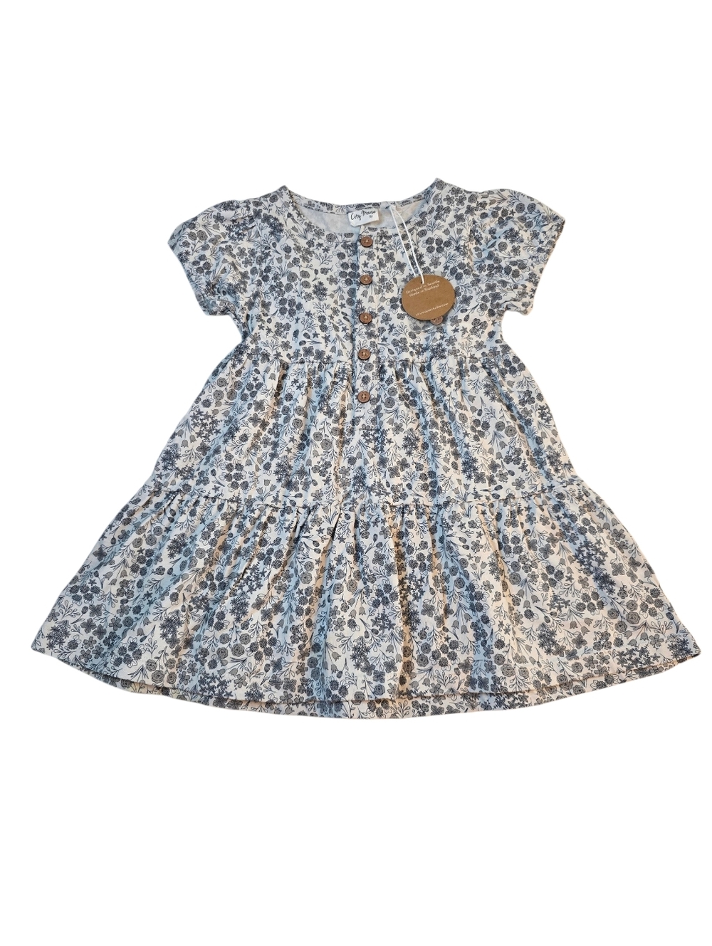 City Mouse Blue Floral Tiered Cotton Dress